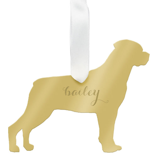 I found this at #moonandlola! - Personalized Rottweiler Ornament Mirrored Gold