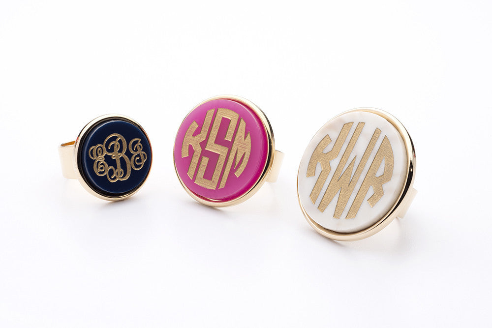 I found this at #moonandlola! - Vineyard Round Monogram Ring Sizes