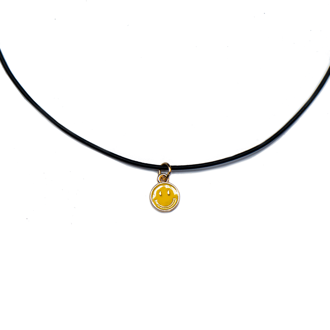 Mini Smiley Face Pendant on Roxanne Choker
