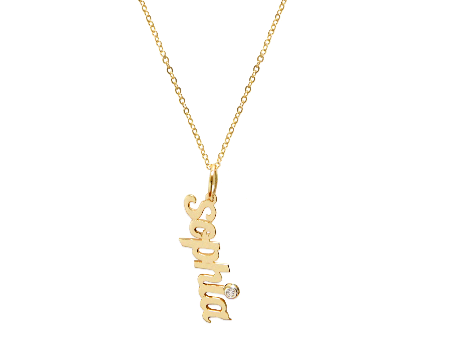 Vertical Diamond Script Nameplate Necklace