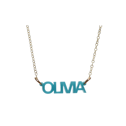 OLIVIA Nameplate Necklace on Apex Chain (WS) - Moon and Lola