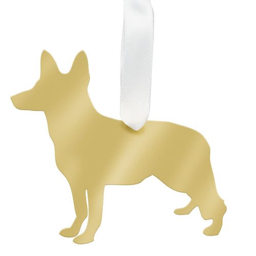 I found this at #moonandlola! - German Shepherd Ornament Mirrored Gold