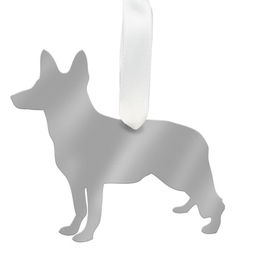 I found this at #moonandlola! - German Shepherd Ornament Mirrored Silver