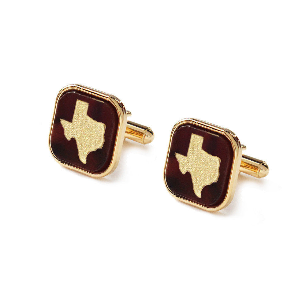 Moon and Lola - Acrylic Bezel Set Square Cuff Links with Hand Rubbed State Tortoise