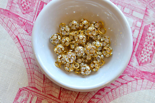 Pre-Pack - Small Gold Rhinestone Ball Charms (WS) - Moon and Lola