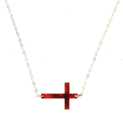 I found this at #moonandlola! - Acrylic Cross Necklace Tortoise