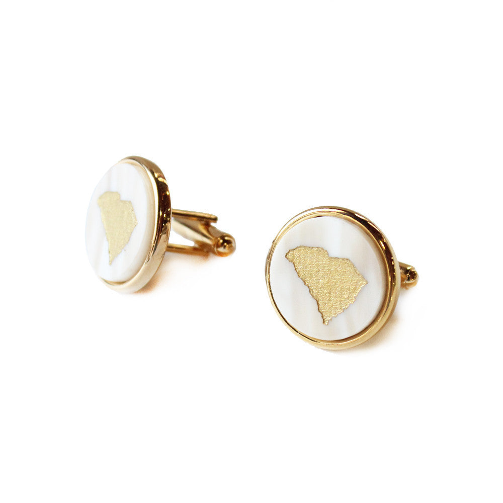I found this at #moonandlola! - State Round Cuff Links Blonde Tortoise with Gold South Carolina