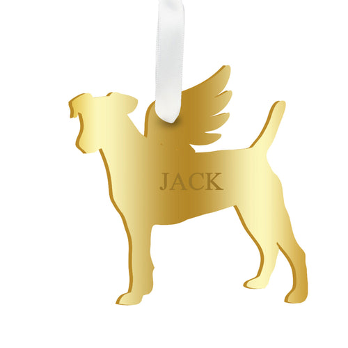 Moon and Lola - Personalized Angel Jack Russell Terrier Ornament with wings in gold