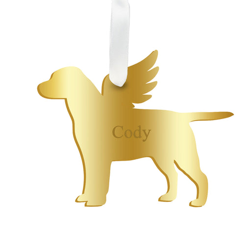 Moon and Lola - Personalized Angel Labrador Ornament with wings in gold