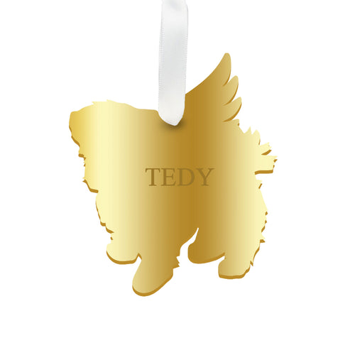 Moon and Lola - Personalized Angel Maltese Ornament with wings in gold