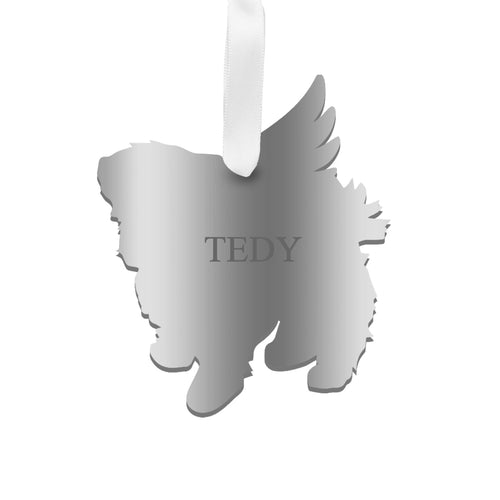 Moon and Lola - Personalized Angel Maltese Ornament with wings in silver