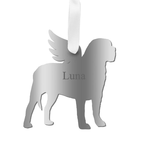 Moon and Lola - Personalized Angel Mastiff Ornament with wings in silver