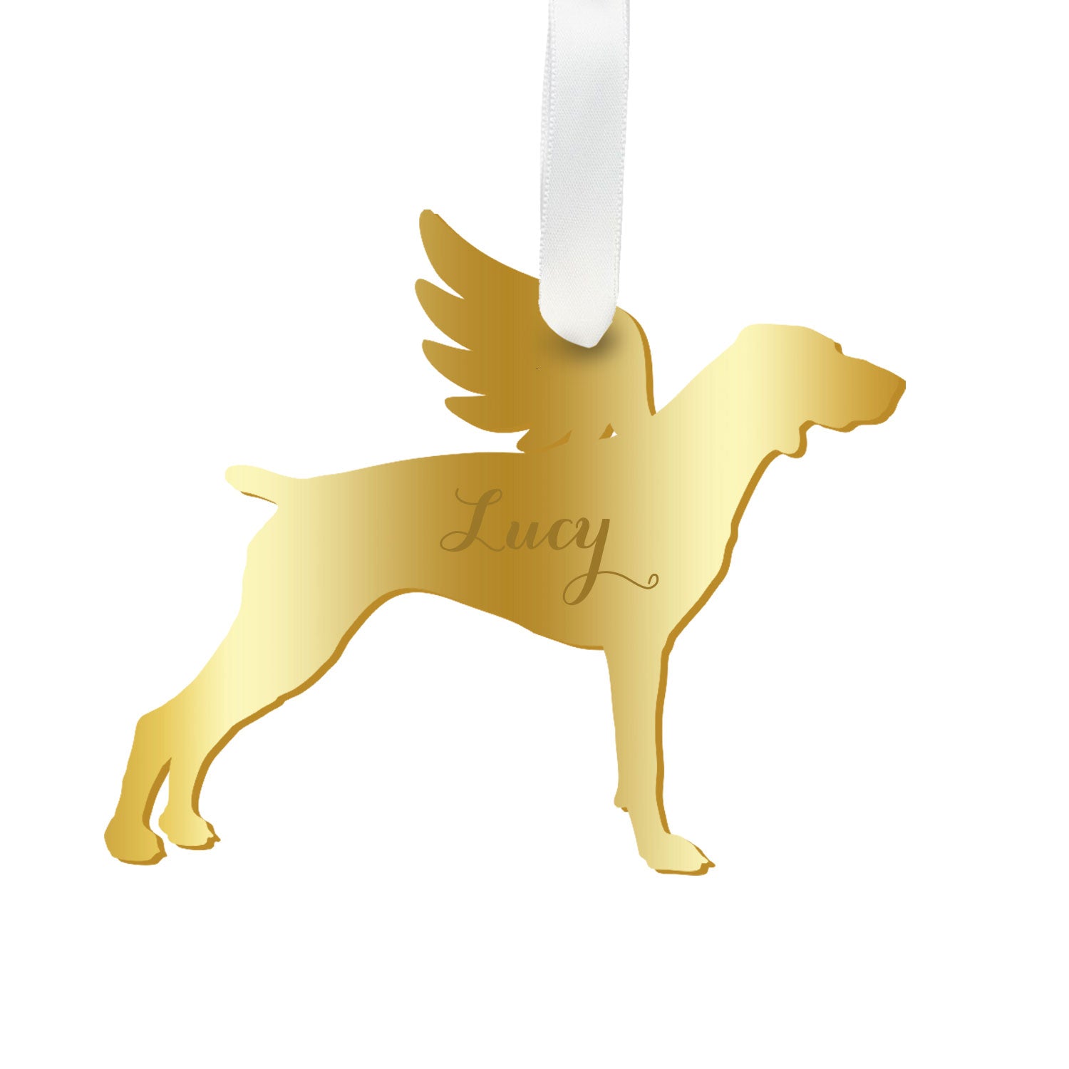 Moon and Lola - Personalized Angel Pointer Ornament with wings in gold
