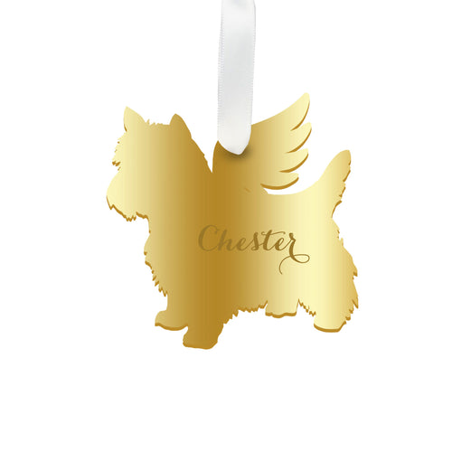 Moon and Lola - Personalized Angel West Highland White Terrier Ornament in gold