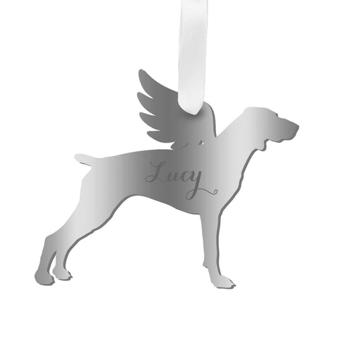 Moon and Lola - Personalized Angel Pointer Ornament with wings in silver