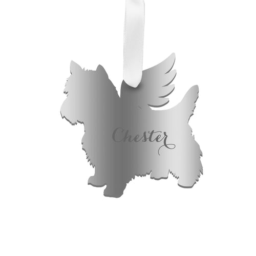Moon and Lola - Personalized Angel West Highland White Terrier Ornament in silver