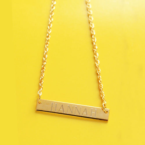 Sample Brass Bar Necklaces (first letter A-L) - Moon and Lola