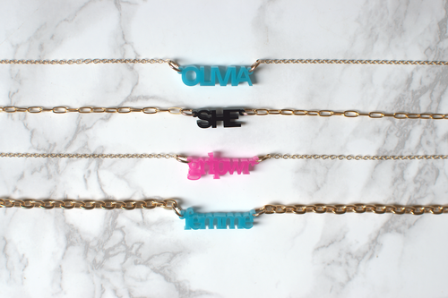 Olivia Nameplate Necklace on Brooklyn Chain
