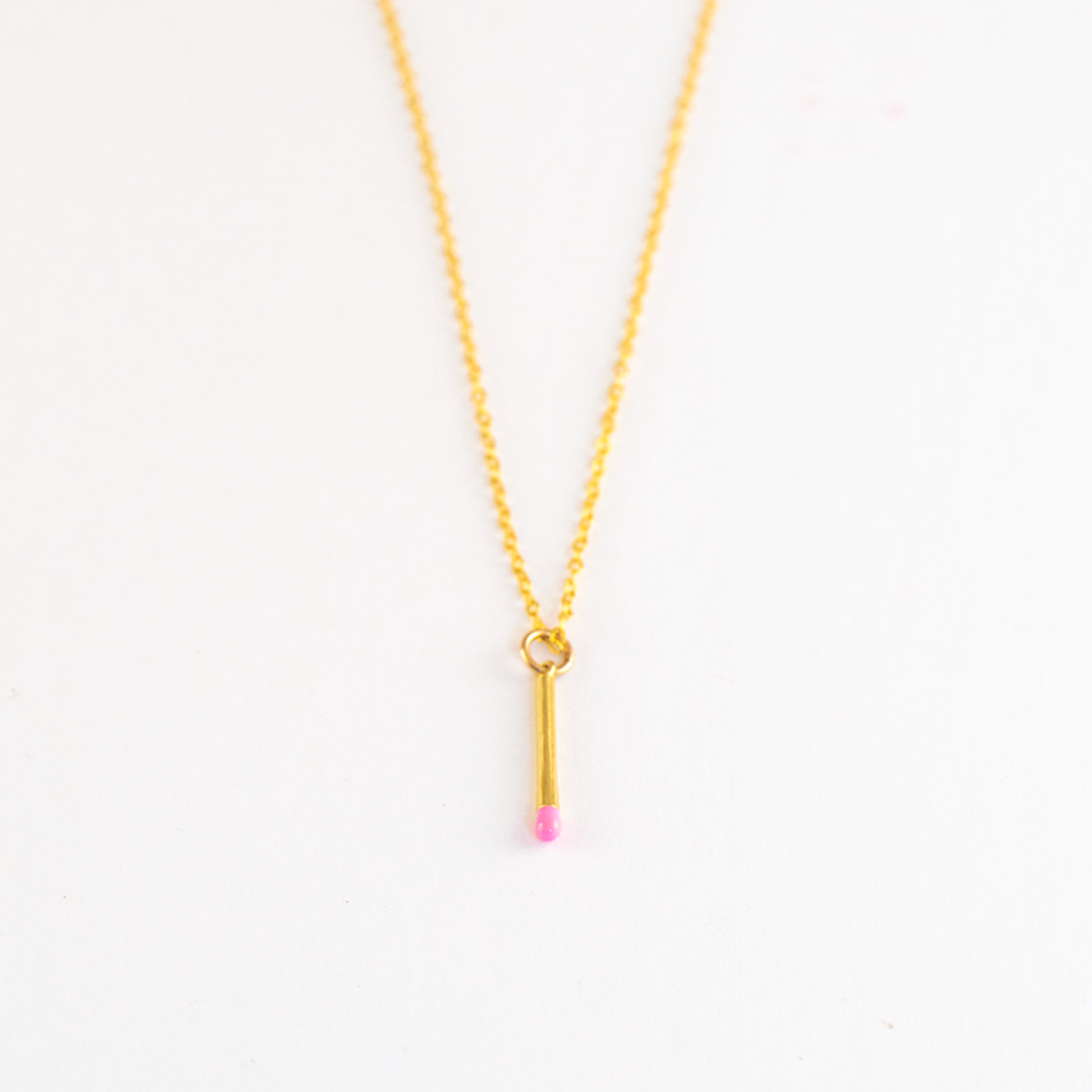 Matchstick Charm Pendant Necklace - Moon and Lola