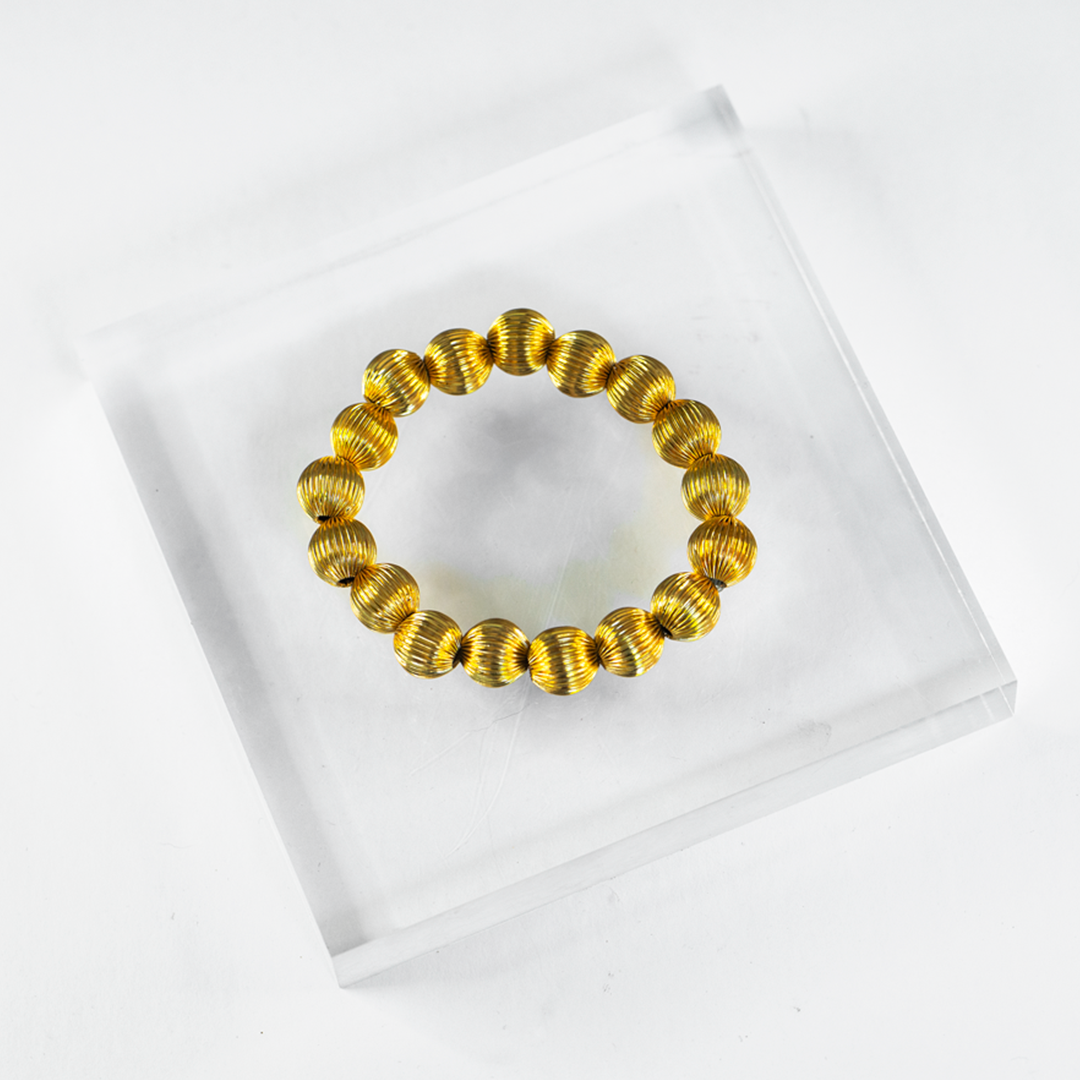 Gold Textured Beaded Bracelet