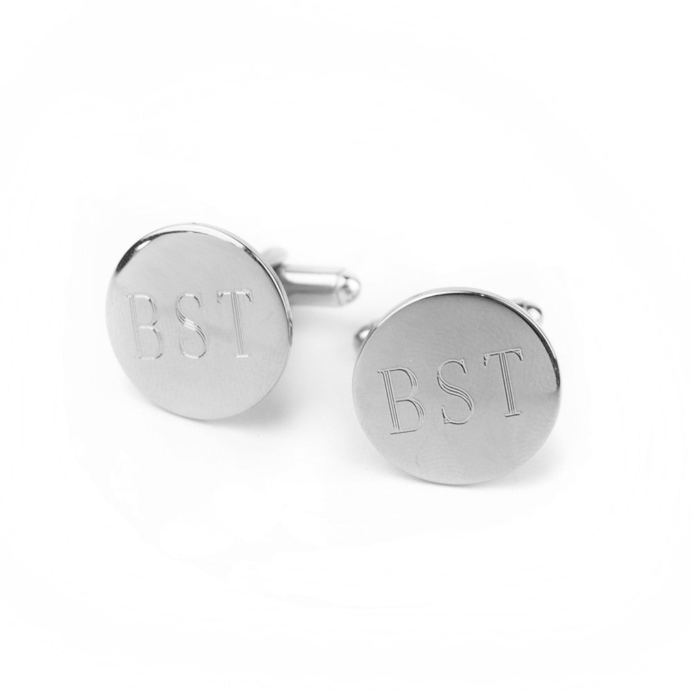 Moon and Lola - Engraved Round Cuff Links