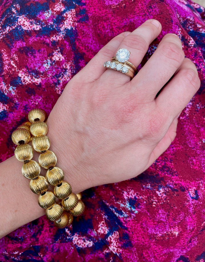Gold Textured Beaded Bracelet