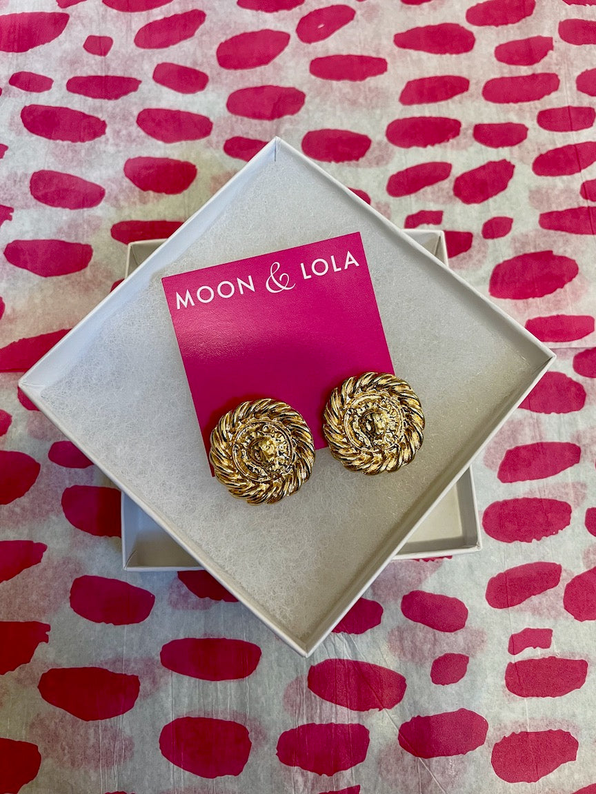 Leo Button Clip On Earrings - Moon and Lola