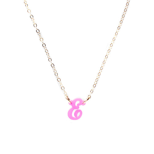 I found this at #moonandlola! - Lauren Letter "E" Necklace Pink