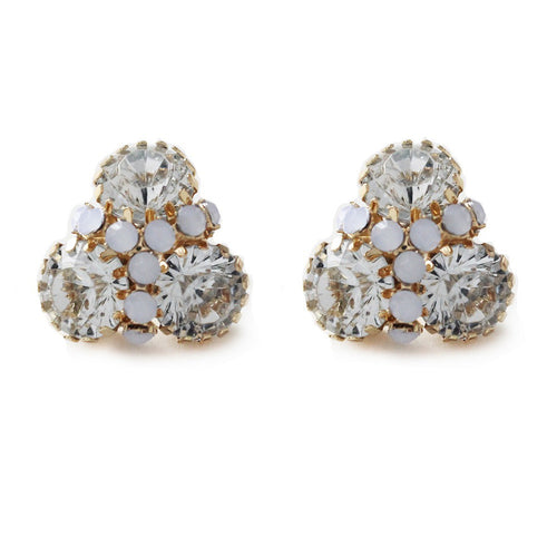 I found this at #moonandlola! - Londrina color 3 stone stud with round rhinestone detail crystal clear and frosted opal