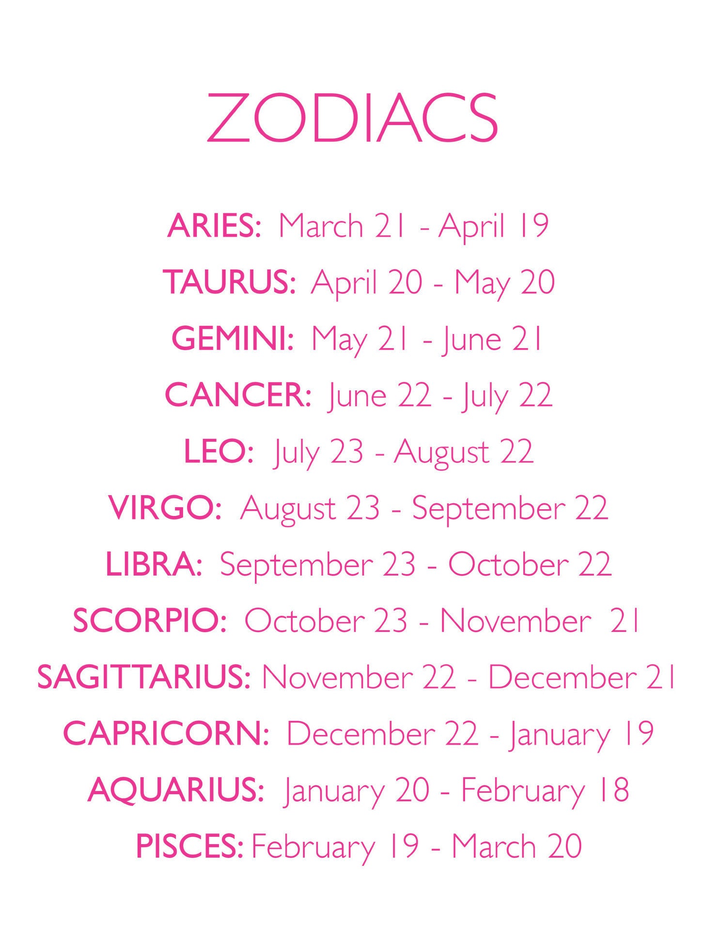 I found this at #moonandlola! - Zodiac Months Chart
