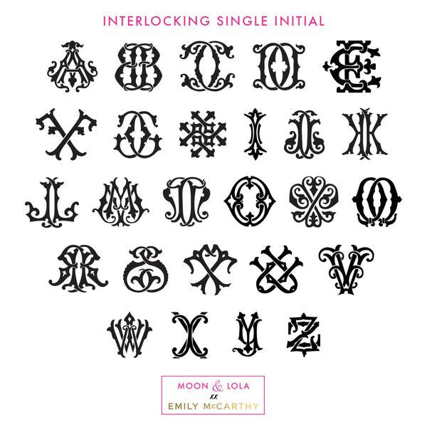 Moon and Lola xx Emily McCarthy Interlocking Single Letter Font Sheet