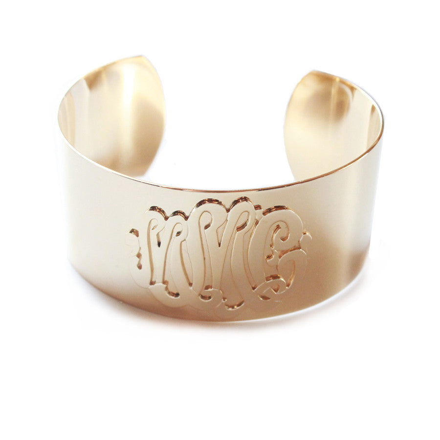 Balmain engraved-monogram Cuff Bracelet - Gold