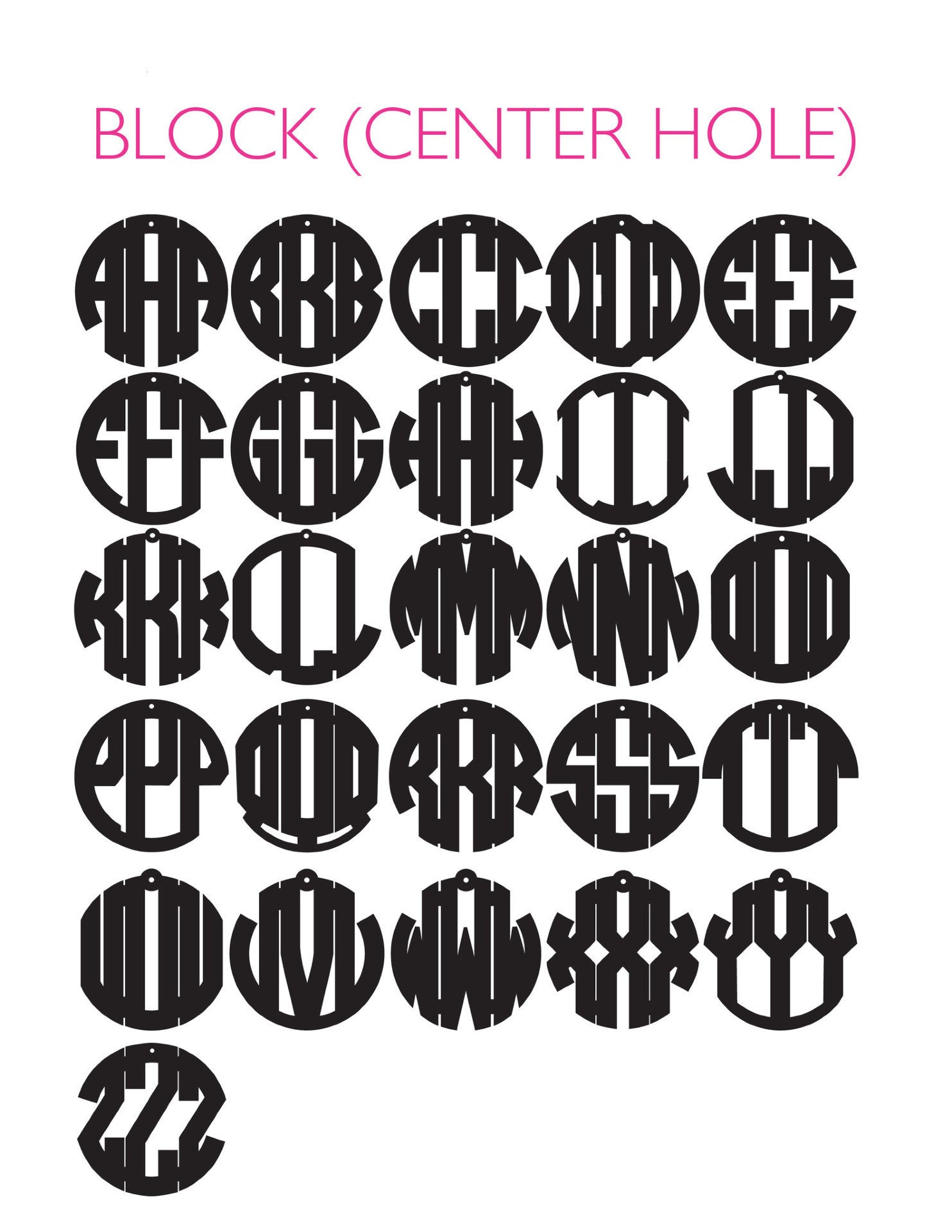 I found this at #moonandlola! - Block Monogram Font Sheet
