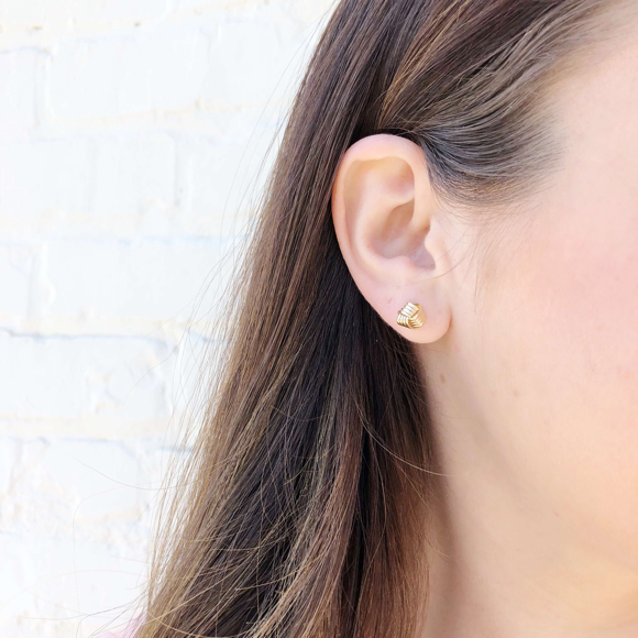 Moon and Lola - 14K Fina Knot Studs styled on model