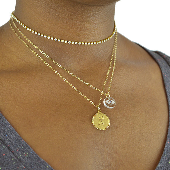 PERGEN 14K Gold-Plated White, Authentic Evil Eye Necklace Summer Minimalist  Gift | eBay