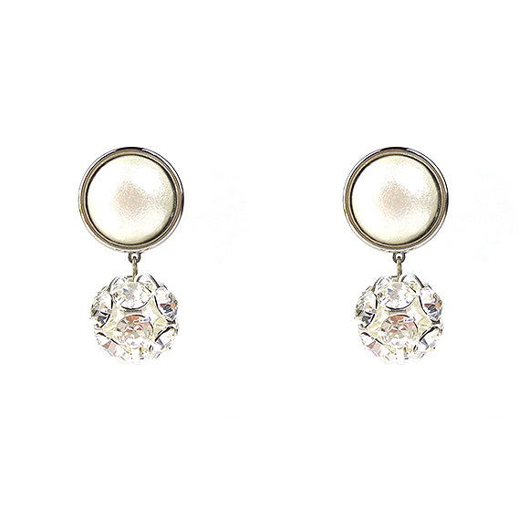Moon and Lola - Luna Rhinestone Single Drop Earrings in silver