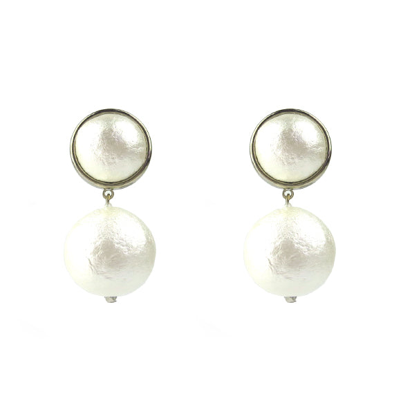 Moon and Lola - silver Luna Single Drop Cotton Pearl Post Earrings
