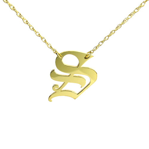 Moon and Lola - Metal Old English Single Letter Necklace