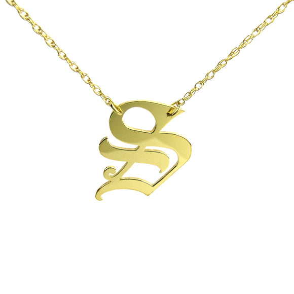 Moon and Lola - Metal Old English Single Letter Necklace