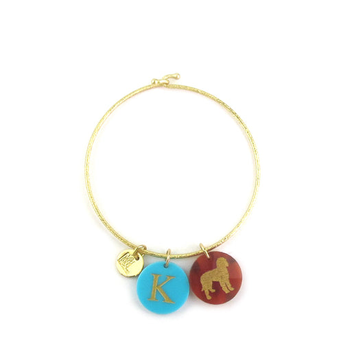 Moon and Lola - Gina Bangle with initial and pet charms