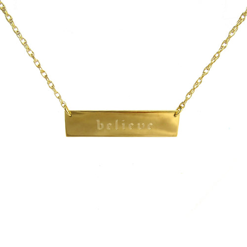 Moon and Lola - Old English Metal Engraved Bar Necklace