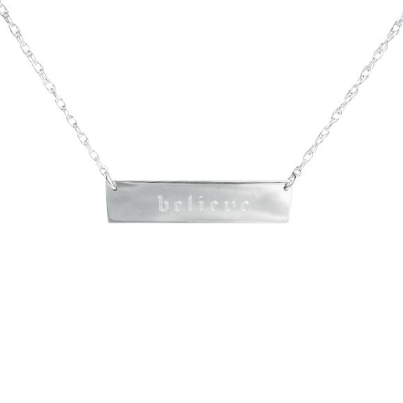 Yofair Men's And Women's Custom Vertical Bar Necklace Personalized 925  Sterling Silver Couple Engraved 3D Bar Pendant Jewelry : Amazon.in: Fashion