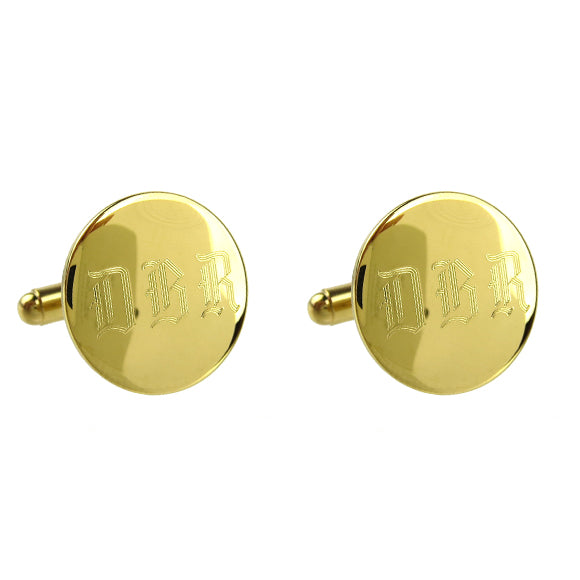 Moon and Lola - Engraved Round Cuff Links in Old English Font