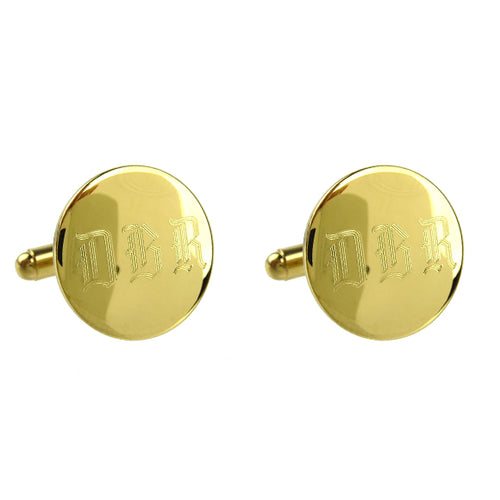Moon and Lola - Engraved Round Cuff Links in Old English Font