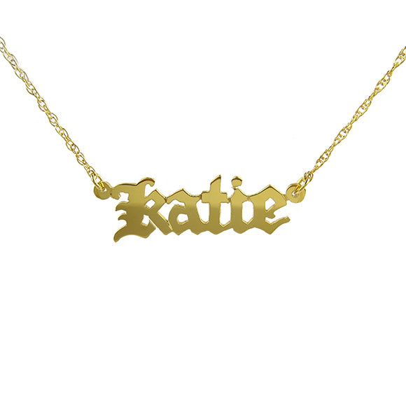 Moon and Lola - Old English Metal Nameplate Necklace