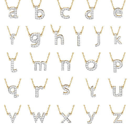 Moon and Lola - Metal Single Letter Diamond Necklace