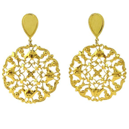 Moon and Lola - Tieva Earrings gold posts with filigree dangles