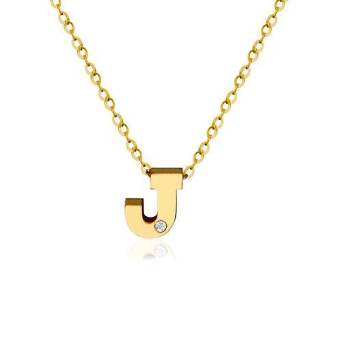 Moon and Lola - Amador Single Letter Necklace with diamond in yellow gold