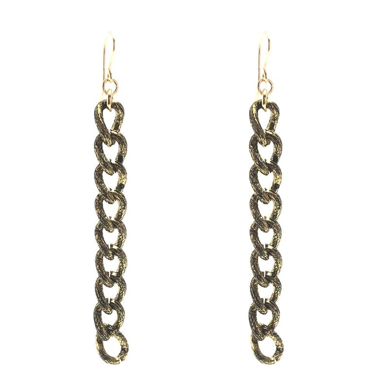 Moon and Lola - Avesta Chain Drop Earrings oxidized gold color