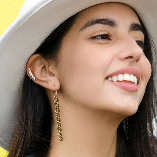 Moon and Lola - Avesta Chain Drop Earrings oxidized gold color